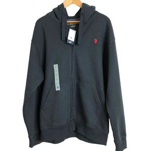 NWT U.S. Polo Assn. Men's Long Sleeve Zip Front Hoody Black Size:L